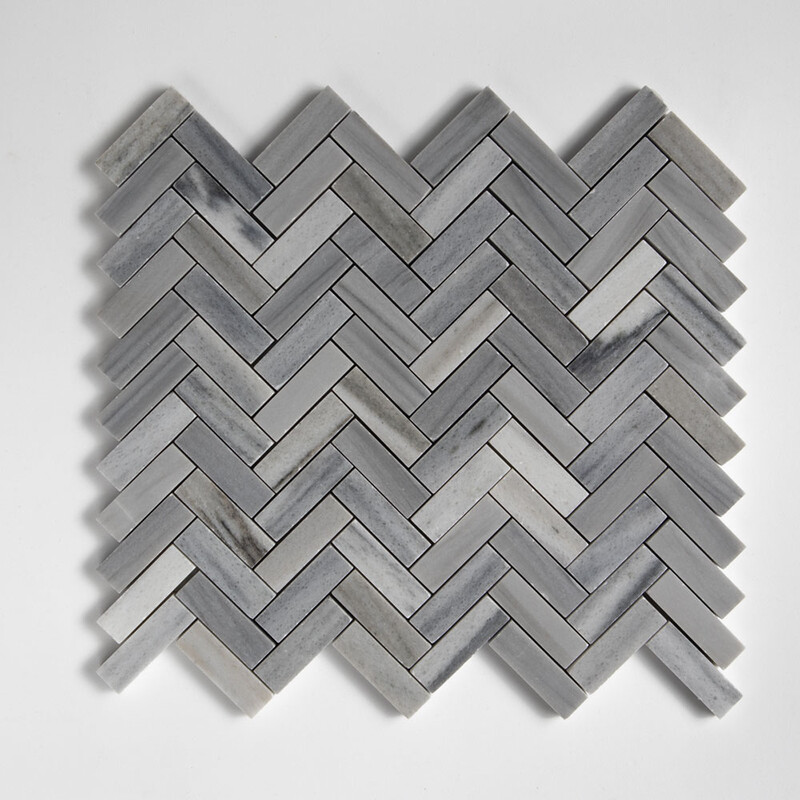 Skyline Honed Herringbone 5/8×3 Marble Mosaic 10 7/16×12 13/16 Image