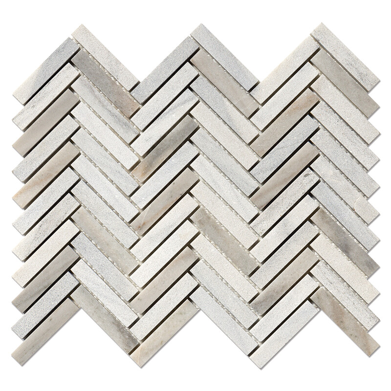 Skyline Multi Finish Herringbone 5/8x3 Marble Mosaics 10 7/16x12 13/16