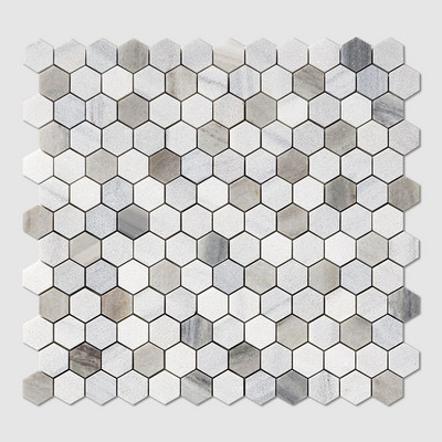 Skyline Multi Finish Hexagon Marble Mosaic 11 5/8x12 3/8