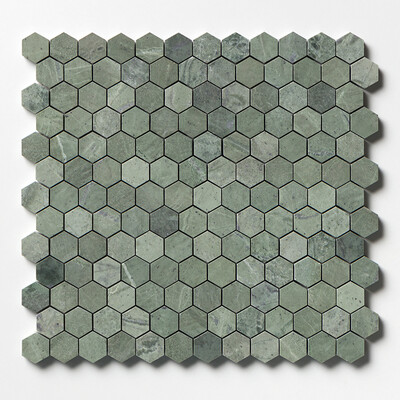 Verde Tia Honed Hexagon Marble Mosaic 11 5/8x12 3/8
