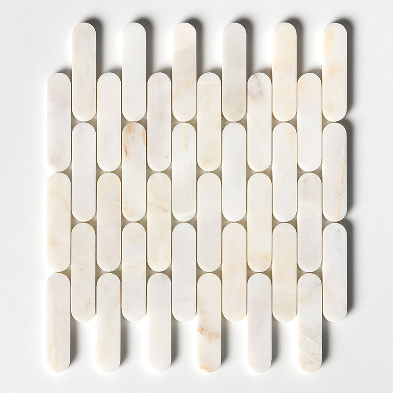 Calacatta Amber Honed Pill Marble Mosaics 12x12