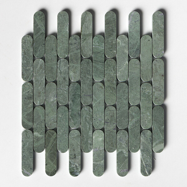 Verde Tia Honed Pill Marble Mosaic 12×12 Image