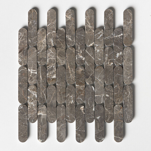 Silver Drop Honed Pill Marble Mosaic 12×12 Image