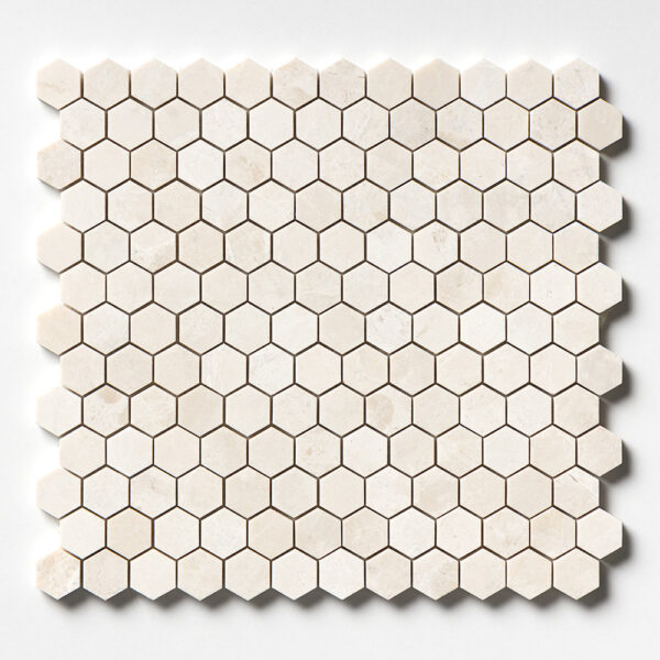 Delano Honed Hexagon 1×1 Marble Mosaic 12×12 Image