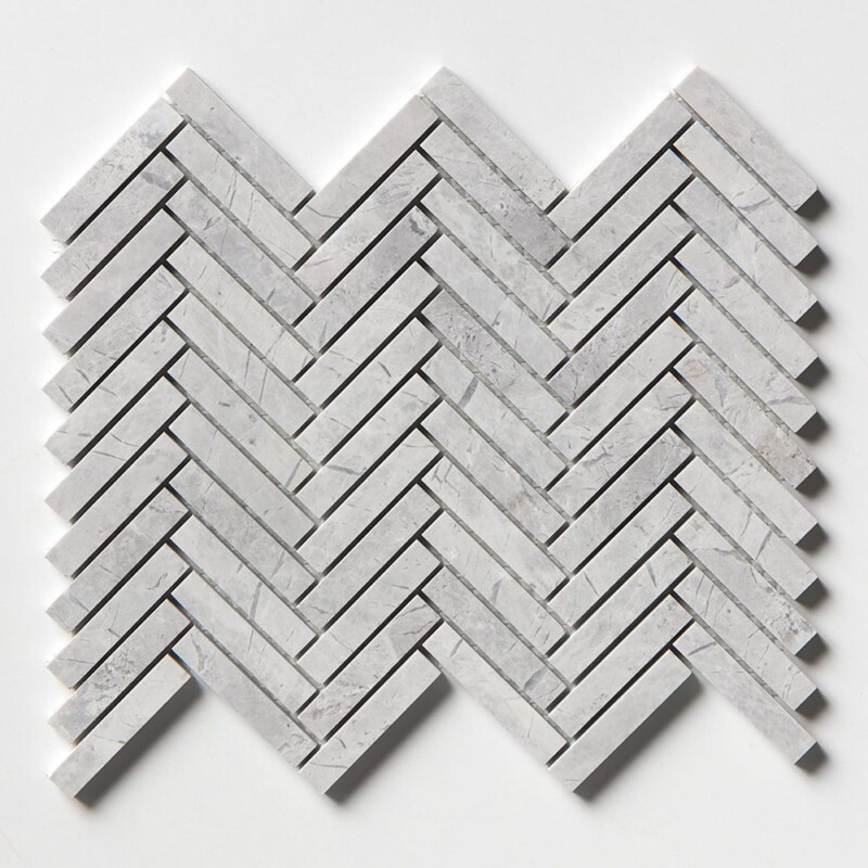 Avalanche Honed Herringbone 5/8x3 Marble Mosaics 10 7/16x12 13/16