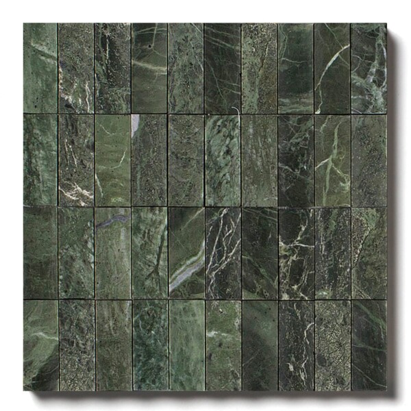 Verde Tia Honed Mini Ion 1 1/4×3 Marble Mosaics 12×12