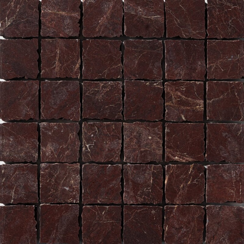 Red Bordeaux Honed Hand Clipped Marble Mosaics 12x12