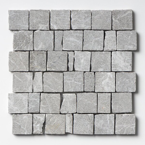 Iris Black Leather Hand Clipped 2×2 Marble Mosaics 12×12