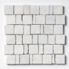 Silver Shadow Leather Hand Clipped 2×2 Marble Mosaics 12×12
