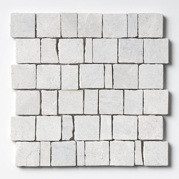 Silver Shadow Leather Hand Clipped 2×2 Marble Mosaics 12×12