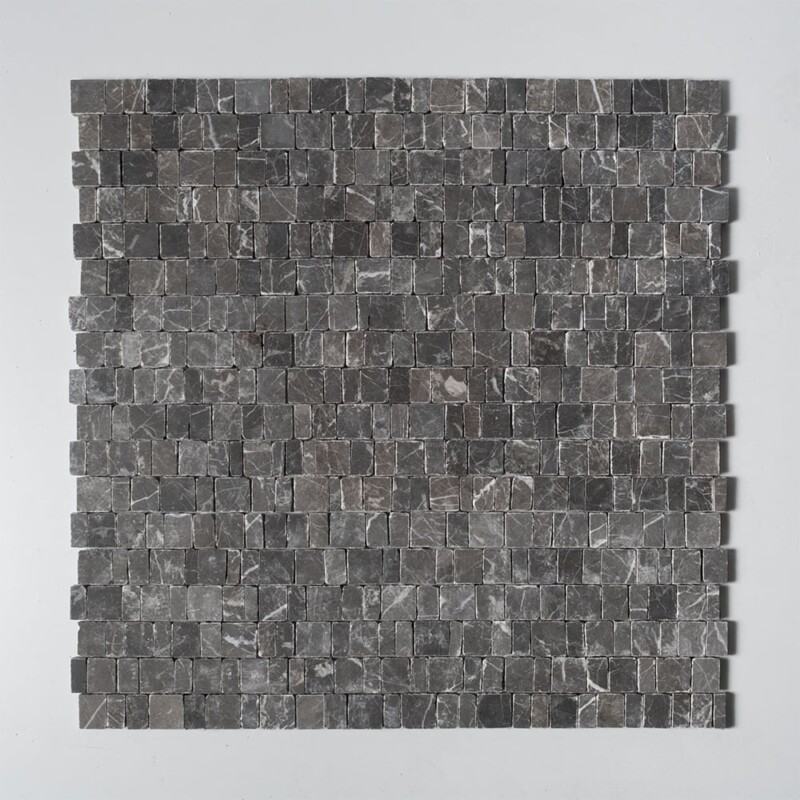 Iris Black Honed Hand Clipped Staggered Joint 2xfl Marble Mosaics Random