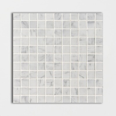 White Carrara Honed 1x1 Marble Mosaic 12x12