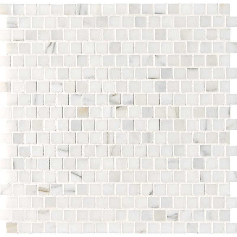 Calacatta Gold Honed Offset 5/8x5/8 Marble Mosaics 12x12