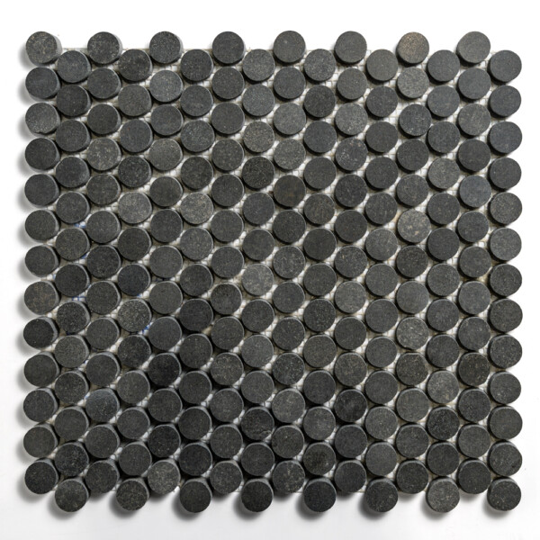 Basalto Honed Penny Round Basalt Mosaics 11 1/4×11 3/4