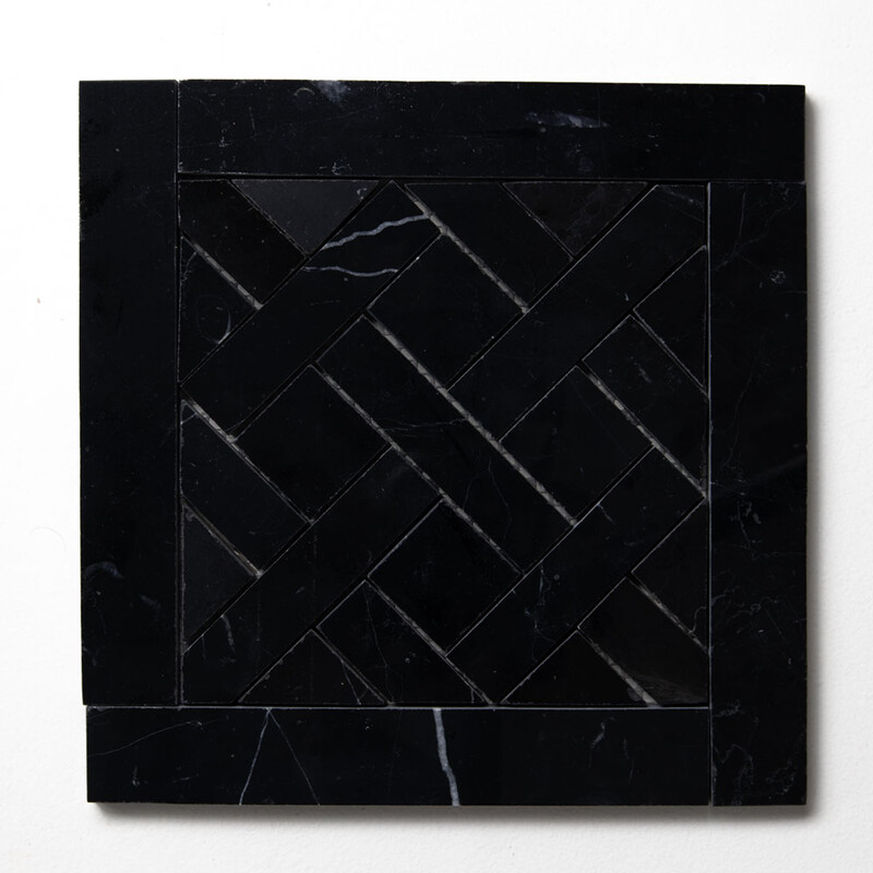 Parquet De Chantilly Black Honed Marble Waterjet Decos 8 1/2×8 1/2 Image