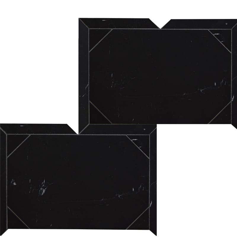 Serie Parquet Black Honed Marble Waterjet Decos 12 1/4x16 3/16
