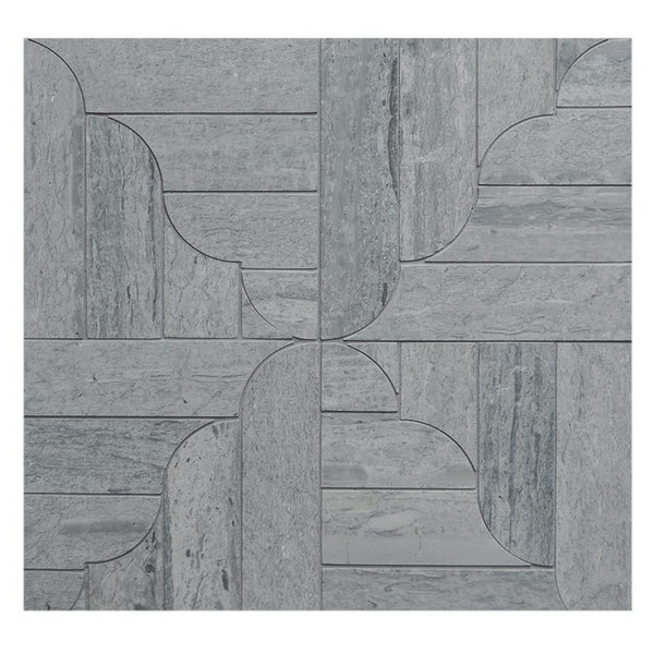 Banter Parquet Haisa Blue Honed Marble Waterjet Decos 12 1/16×12 1/16 Image