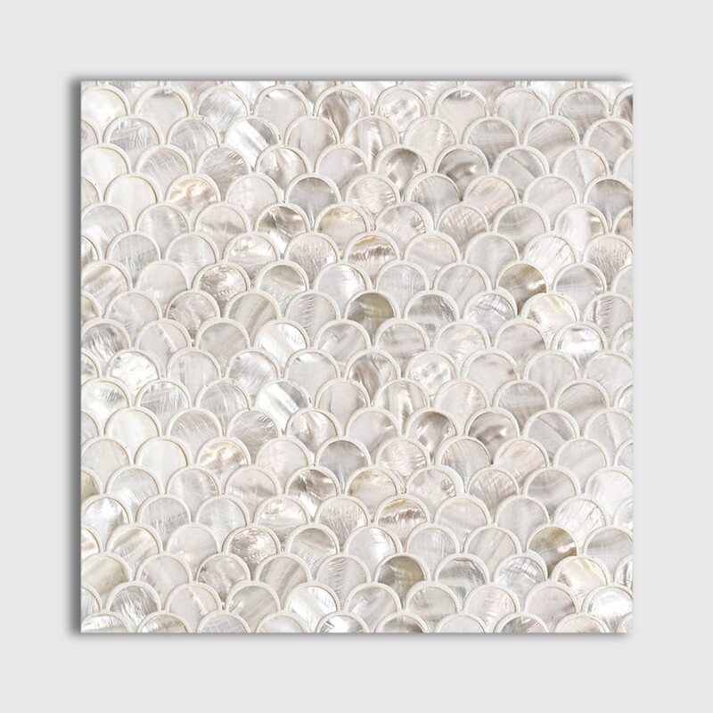 Mother Of Pearl Polished Scallop Iridescent Shell Mosaic 12x12