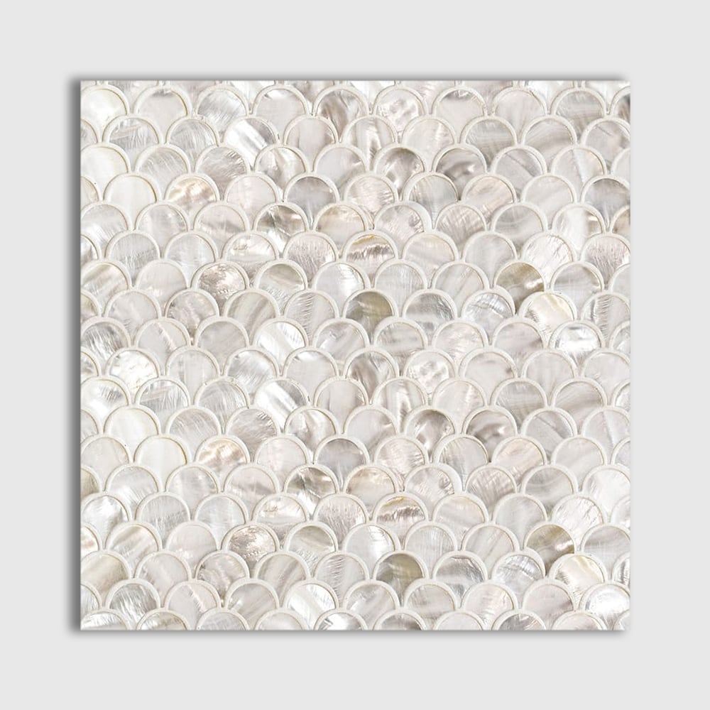 Mother Of Pearl Polished Scallop Iridescent Shell Mosaic 12x12