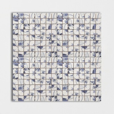 Blue Glazed Double Dutch Ceramic Mosaic 11 7/32x11 7/32