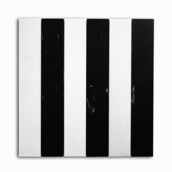 Black, Thassos Honed Mod Stripes Marble Mosaic 11 5/8×11 3/4 Image