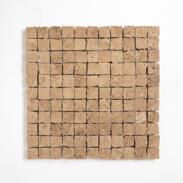 Scabas Red Honed Hand Clipped 1×1 Travertine Mosaics 11 3/4×11 3/4