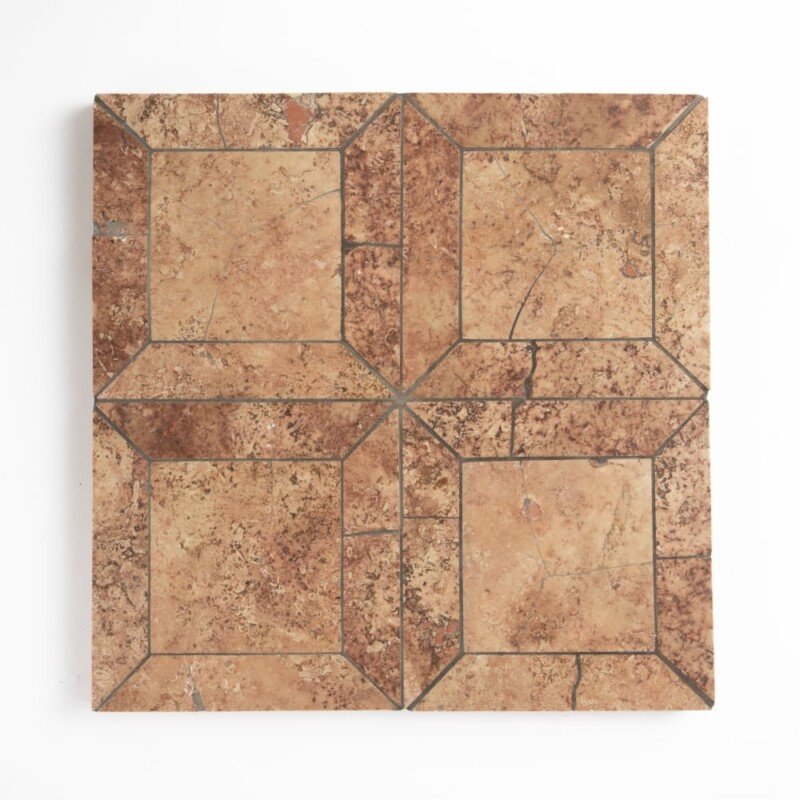 Scabas Red Honed Cassettoni Travertine Mosaics 12x12