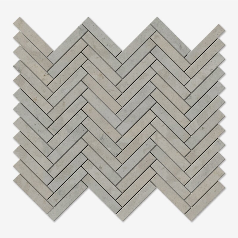 Britannia Light Honed Herringbone 5/8x3 Limestone Mosaics 10 7/16x12 13/16