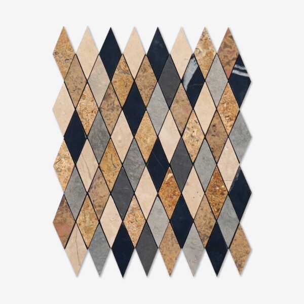 Multicolor Honed Diamonda Limestone Mosaics 11 3/8×11 13/16