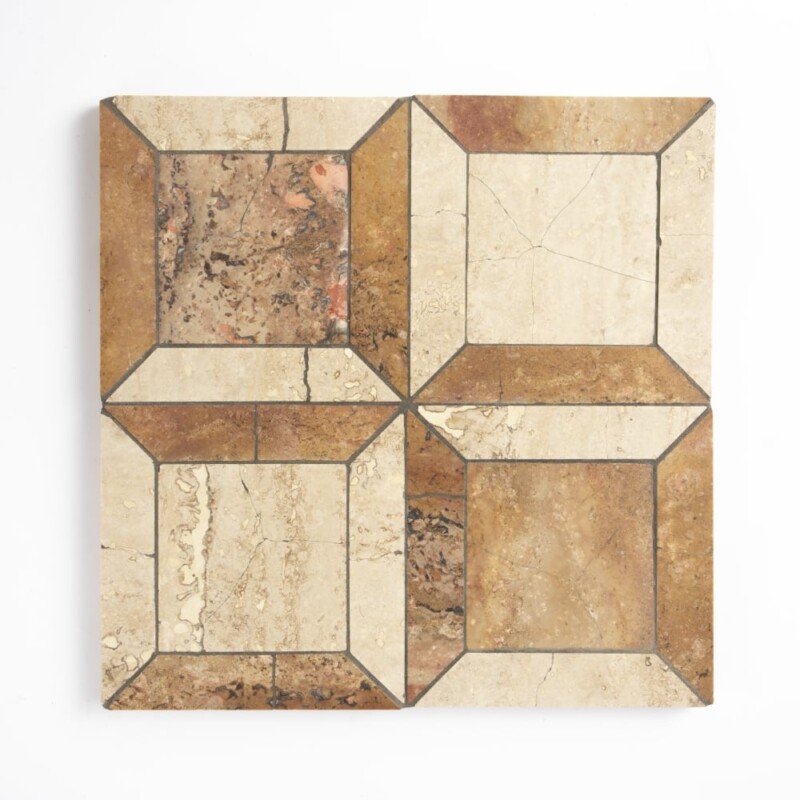 Roman Travertine, Scabas Red Travertine Honed Cassettoni Travertine Mosaics 12x12