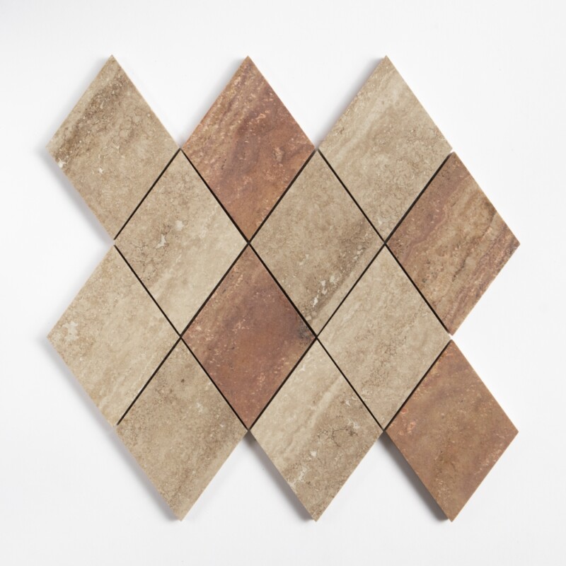 Roman Travertine, Scabas Red Travertine Honed Almas Travertine Mosaics 9 5/16x10 1/2