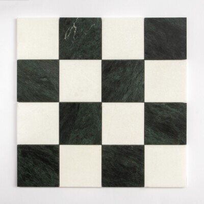 Thassos, Verde Lucia Honed Grande Chester Marble Mosaics 16x16