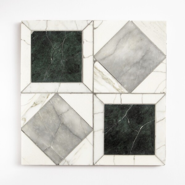 Allure, Calacatta Gold, Thassos, Verde Lucia Honed Palazzoli Antica Marble Mosaics 12×12