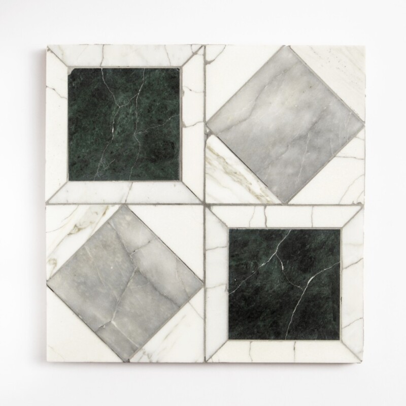 Allure, Calacatta Gold, Thassos, Verde Lucia Honed Palazzoli Antica Marble Mosaics 12x12