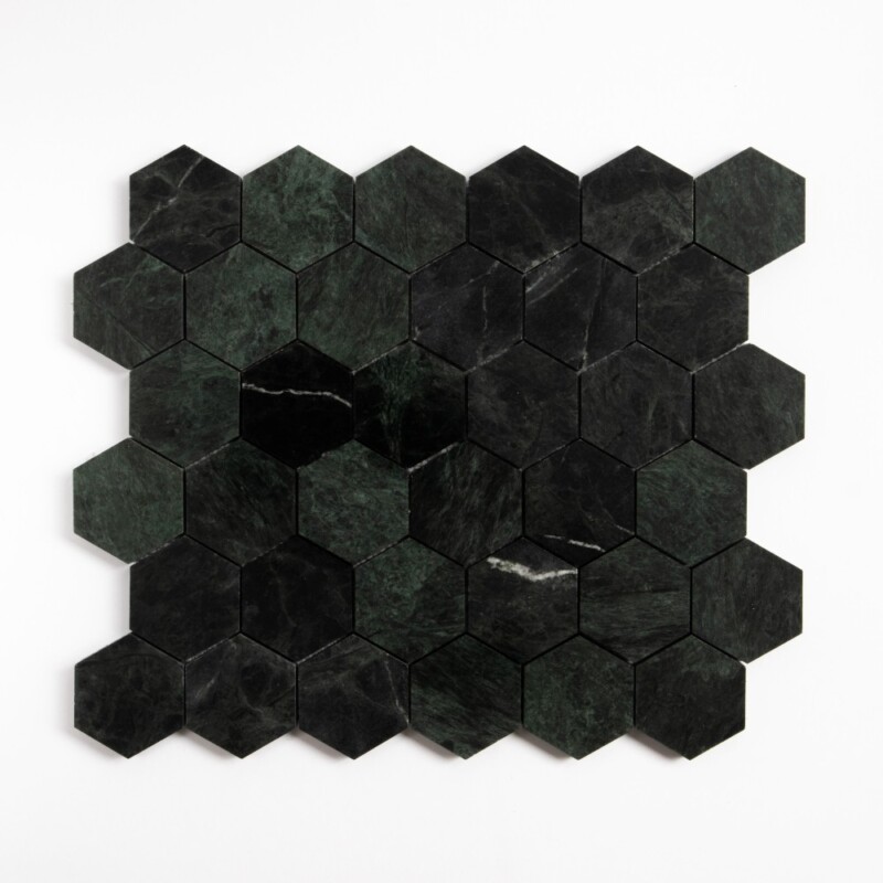 Verde Lucia Honed Hexagon 2 Marble Mosaics 10 1/2x12 1/4