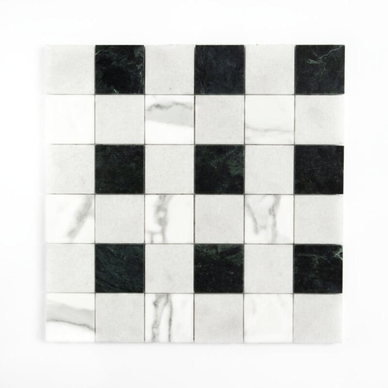 Calacatta Gold, Glacier, Verde Lucia Honed Petite Chester Marble Mosaics 12×12