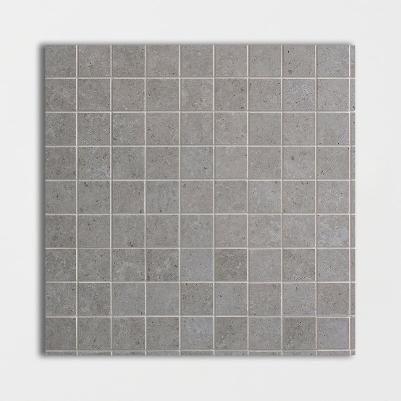 Gray Matte 2x2 Limestone Look Porcelain Mosaic 12x12