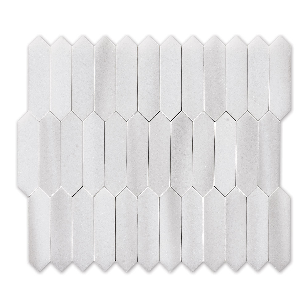 Frost White Polished Baby Picket Marble Mosaic 13 3/16x11