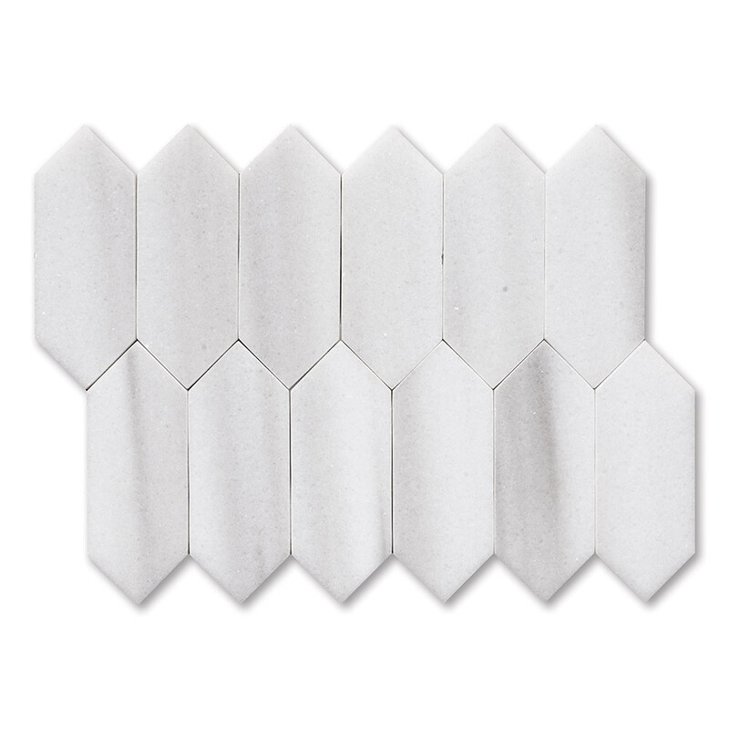 Frost White Polished Medium Picket Marble Mosaic 13 3/16×11 1/16 Image