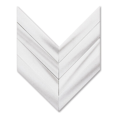 Chevron Frost White Polished Marble Waterjet Decos 13×10 Image