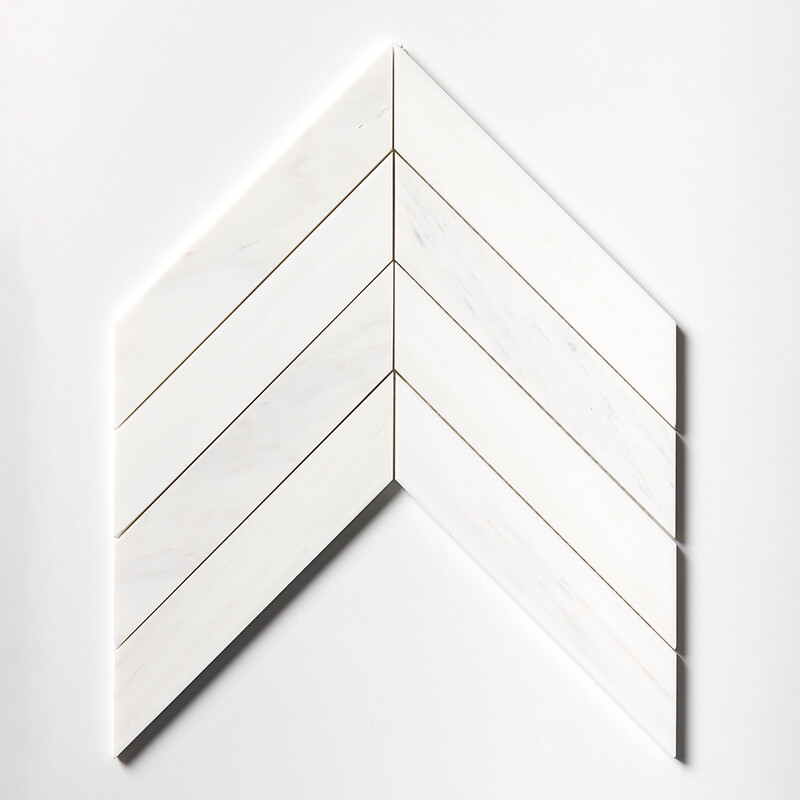Bianco Dolomiti Classic Honed Chevron Waterjet Marble Mosaics 13x10