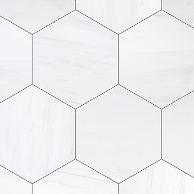 Snow White Honed Hexagon Marble Tile 8x8