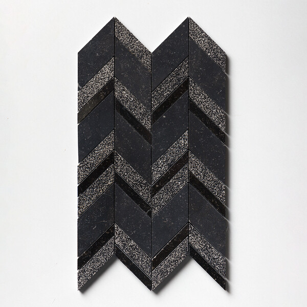 Chevron Belgium Blue Textura Limestone Waterjet Decos 13×10 Image