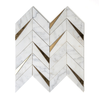 Calacatta Gold Honed Cheval Marble Mosaics 16 5/16x16 9/16