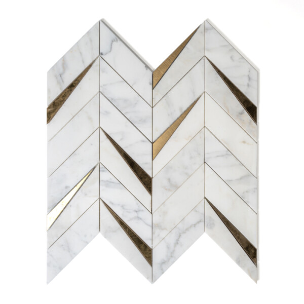 Calacatta Gold Honed Cheval Marble Mosaics 16 5/16×16 9/16