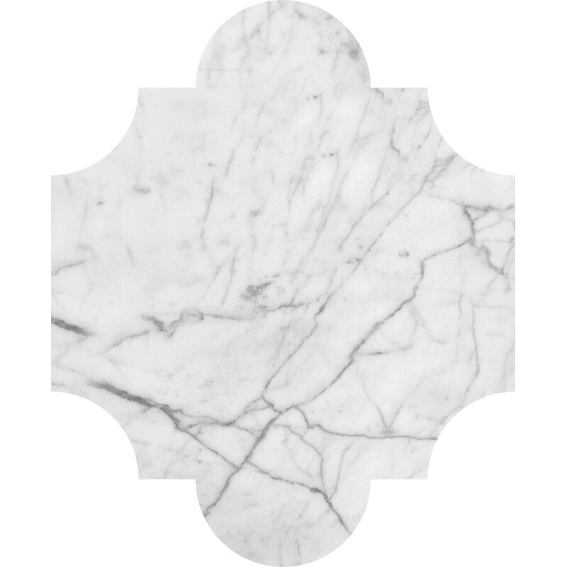 San Felipe White Carrara Honed Marble Waterjet Decos 8x9 3/4