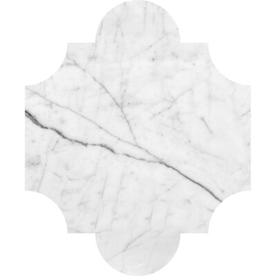 San Felipe White Carrara C Polished Marble Waterjet Decos 8x9 3/4