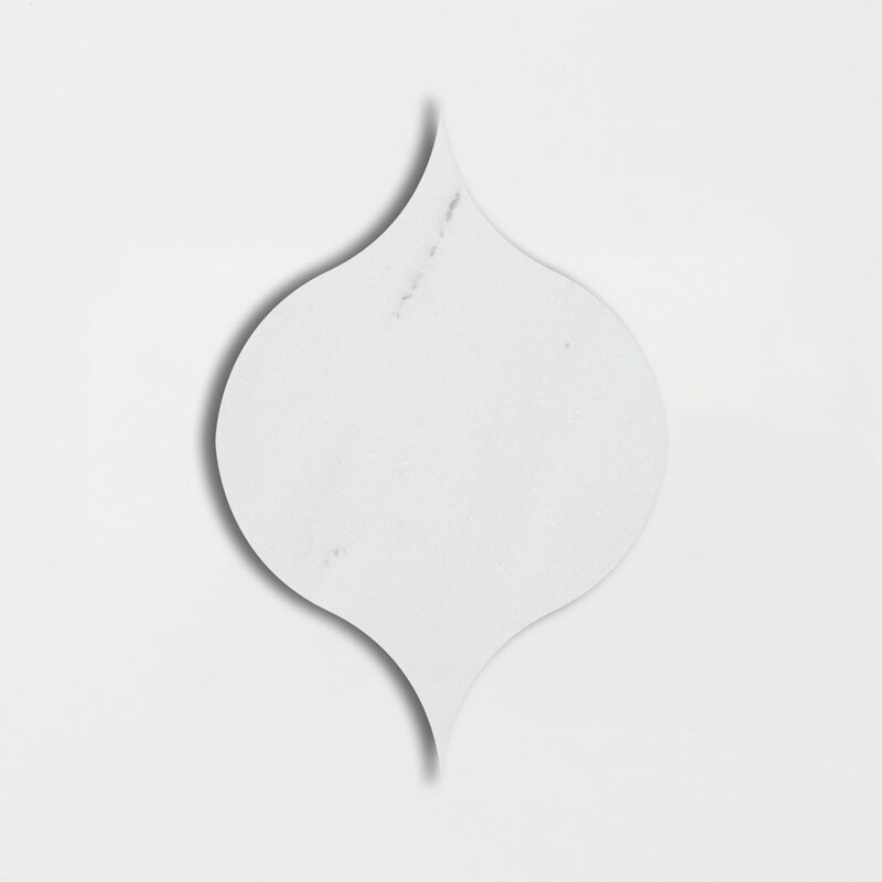 Aspen White Honed Winter Leaf Waterjet Marble Tiles 4 7/8x6 13/16