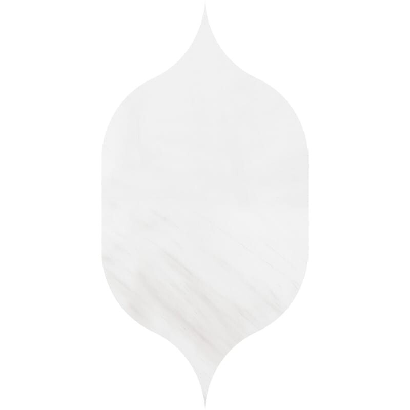 Gothic Arabesque Snow White Honed Marble Waterjet Decos 4 7/8x8 13/16