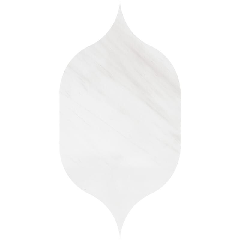 Gothic Arabesque Snow White Polished Marble Waterjet Decos 4 7/8x8 13/16